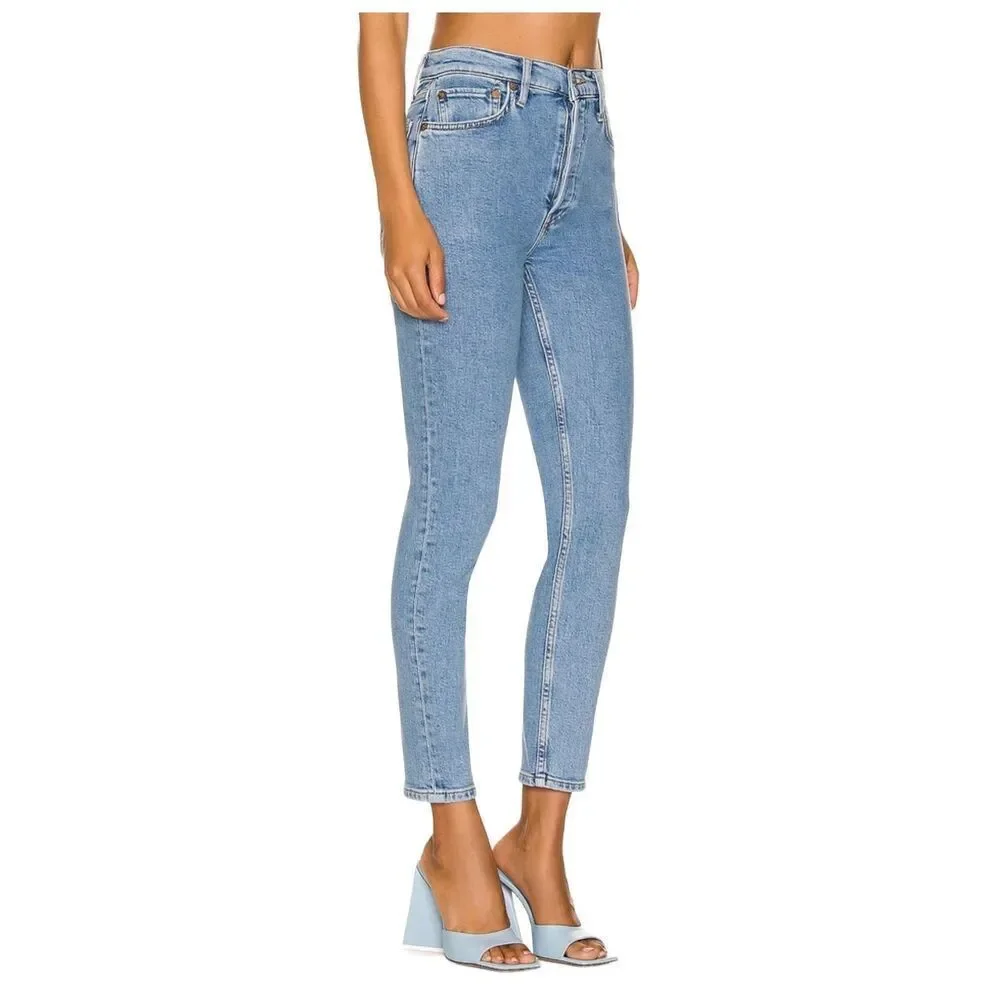 RE/DONE 90s High Rise Ankle Crop Jeans, Size 29, Costa Indigo - Picture 2 of 4
